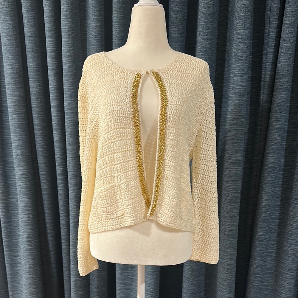 Doncaster Cream Cardigan Sweater Lightweight Knit